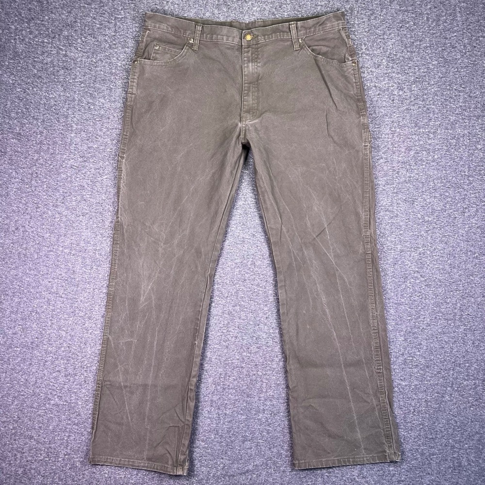 Dickies Pants Mens 38x32 Green Duck Carpenter Heavy Cotton Stretch Workwear
